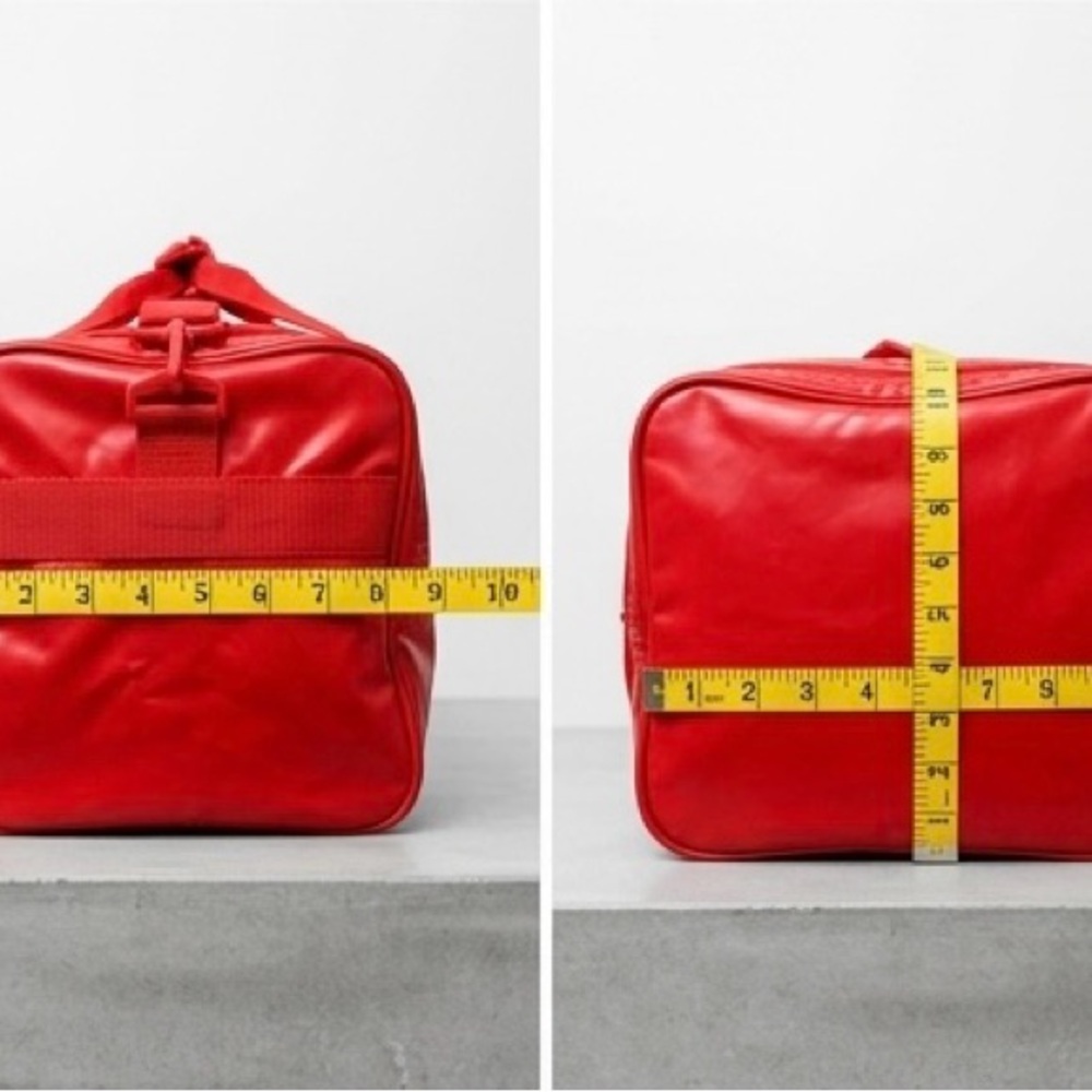 Vintage 80s PUMA Red Vinyl Duffle Bag Gym Travel Team Bag Retro RARE PVC - Picture 6 of 10